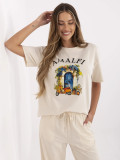 Tricou bej cu imprimeu