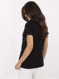 Tricou negru stilat cu aplicație