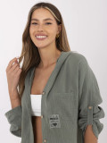Cămașă khaki elegantă cu glugă