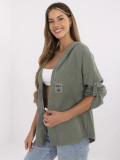 Cămașă khaki elegantă cu glugă