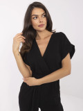 Salopetă elegantă neagră cu mâneci scurte