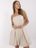 Rochie cocktail bej cu bretele ajustabile