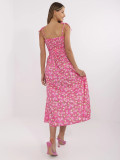 Rochie rozflată roz cu model floral