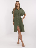 Rochie khaki simplă cu guler