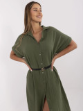 Rochie khaki simplă cu guler