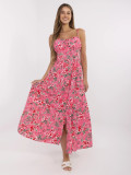 Rochie rozgolită roz cu model floral