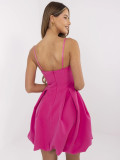 Rochie roz de cocktail cu bretele ajustabile