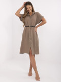 Rochie elegantă maro cu mâneci scurte