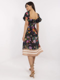 Rochie midi cu flori și mânecă scurtă