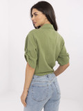 Cămașă khaki elegantă cu mâneci 3/4