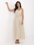 Rochie maxi bej cu curea