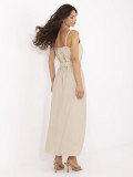 Rochie maxi bej cu curea