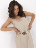 Rochie maxi bej cu curea