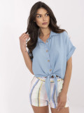 Cămașă elegantă albastră din Tencel