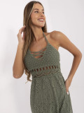Rochie maxi cu decolteu din dantelă în culoarea khaki