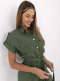 Salopetă khaki elegantă cu mânecă scurtă