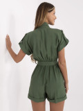 Salopetă khaki elegantă cu mânecă scurtă