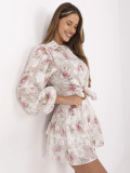 Compleu elegant cu model floral în roz deschis