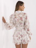 Compleu elegant cu model floral în roz deschis