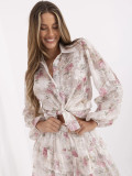 Compleu elegant cu model floral în roz deschis