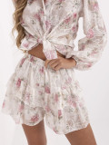 Compleu elegant cu model floral în roz deschis