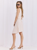 Rochie midi bej evazată cu curea