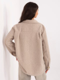 Jachetă bej de tranziție cu guler și buzunare