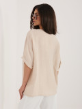 Bluză bej cu decolteu în V și material texturat
