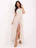 Rochie maxi bej cu legare