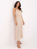 Rochie maxi bej cu volane