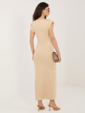 Rochie midi bej cu drapaje