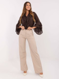 Pantaloni bej eleganți, largi, din bumbac