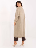Cardigan bej lung cu buzunare