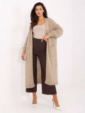 Cardigan bej lung cu buzunare