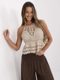 Top bej boho cu model dantelat