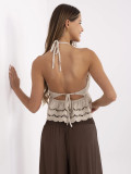 Top bej boho cu model dantelat