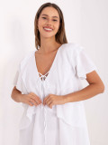 Rochie albă oversize cu mânecă scurtă