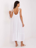 Rochie albă evazată cu legătură