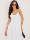 Rochie maxi albă evazată cu căptușeală