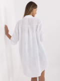 Rochie albă oversize cu mâneci 3/4