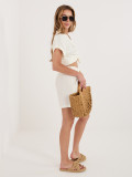 Pantaloni scurți albi din viscoză cu curea