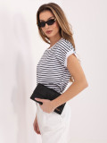 Tricou alb-bleumarin cu dungi, mânecă scurtă