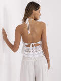 Top alb boho cu model din dantelă