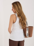 Top alb cu bretele, material reiat