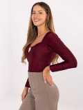 Bluză elegantă cu mâneci lungi în culoarea bordó