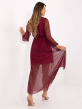 Rochie maxi bordo cu curea și căptușeală