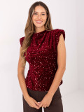 Bluză elegantă bordo cu aplicație și paiete