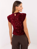 Bluză elegantă bordo cu aplicație și paiete