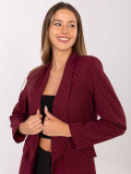 Sacou elegant bordo cu aplicație și căptușeală