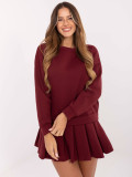 Rochie mini bordo evazată din bumbac
